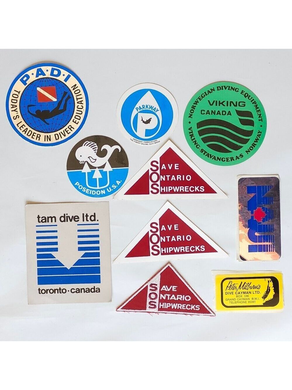 SCUBA DIVER PATCH AND STICKER LOT OF 10 ADVENTURE DIVER SHIPWRECK BUMPER STICKER